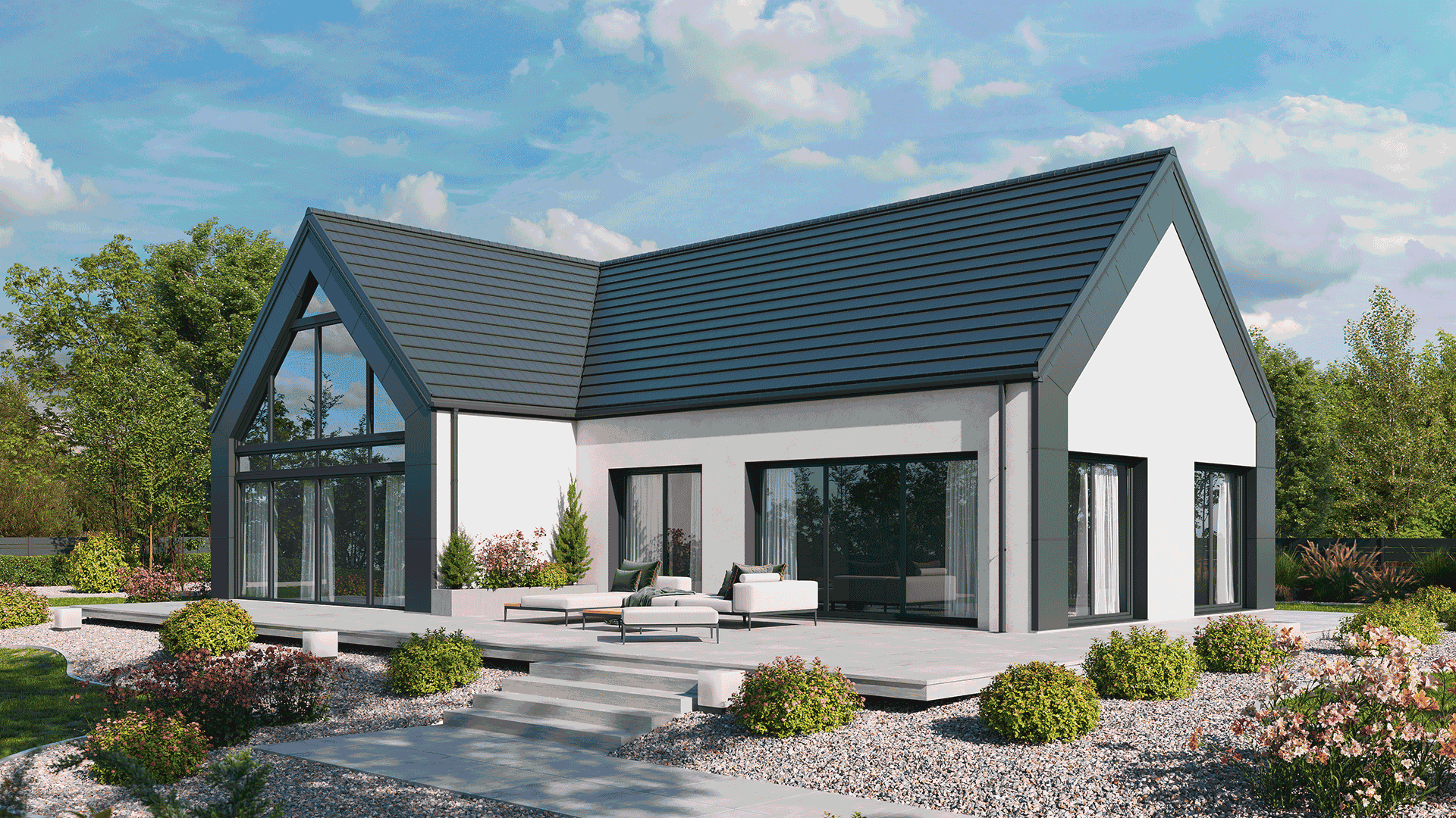 Modernes Haus mit dem Dachmodul Diadem