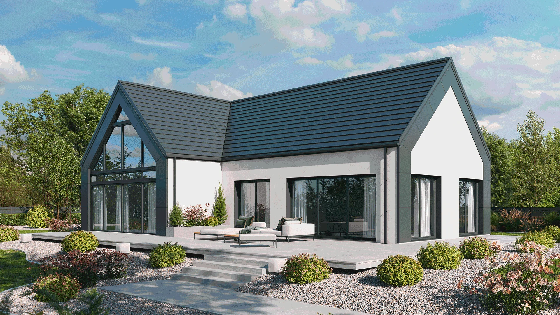 Modernes Haus mit dem Dachmodul Diadem