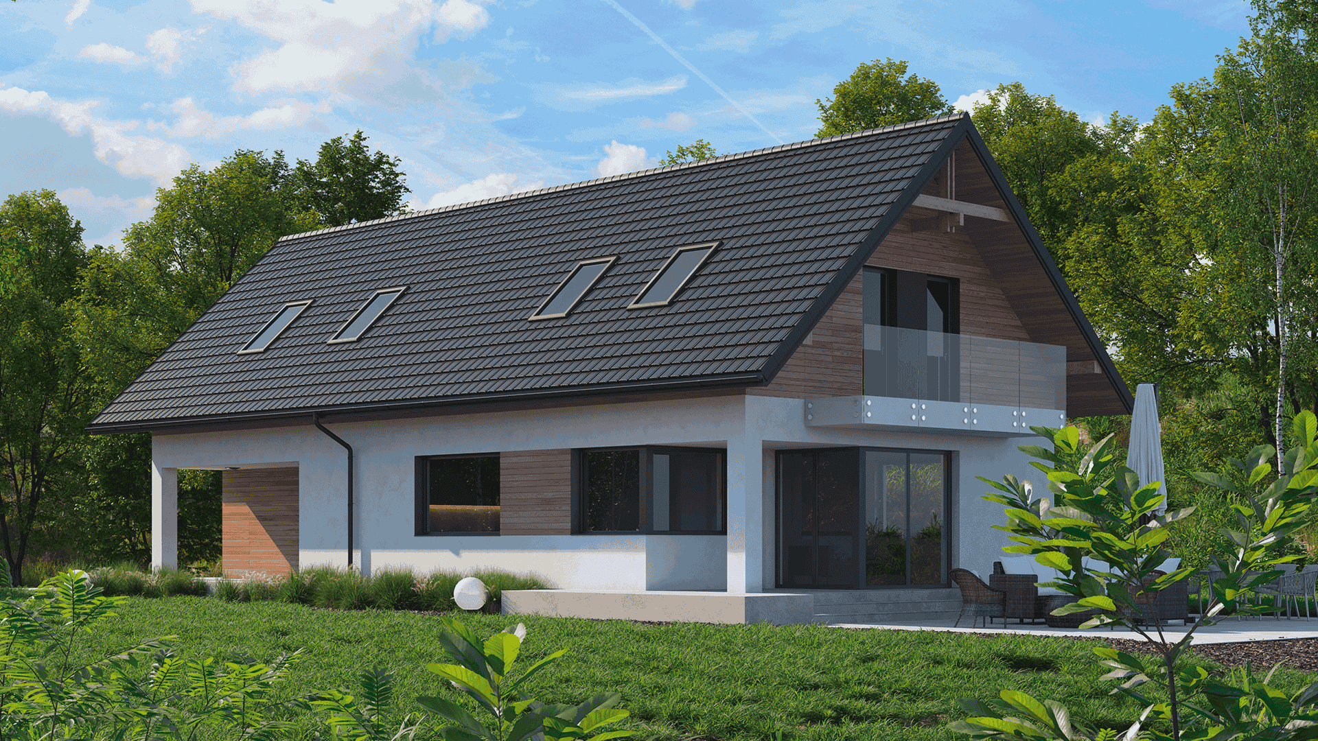 Modernes Haus mit dem Dachmodul Astra